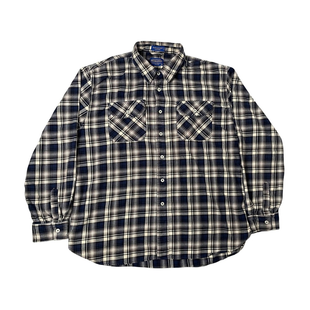 Pendleton Burnside Shirt Mens XXL Blue Plaid Cotton Flannel Button Long Sleeve